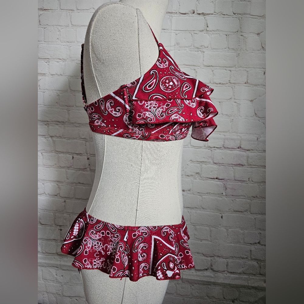 River Island Ruffled Red Bandana Print Bikini | 6 Top | 4 Bottom | NWT - Picture 6 of 10